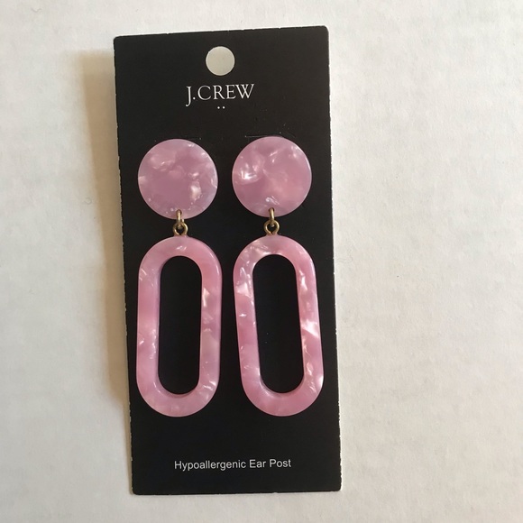 J Crew Women's Pink Tortoise Statement Earrings - Picture 2 of 4
